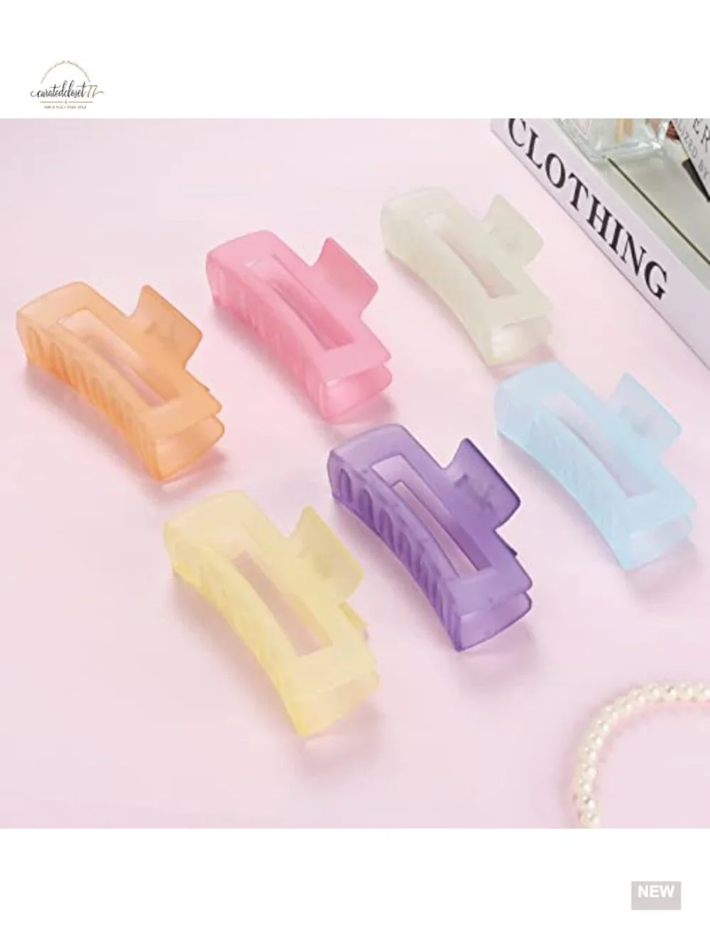 6 Pcs Large Rectangle Hair Claw Clips Nonslip Acrylic for Thick Hair